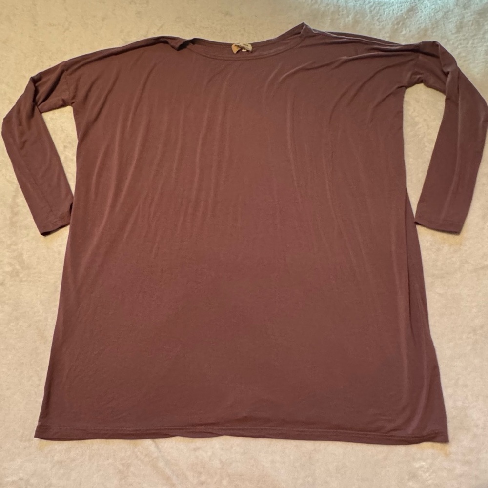 Piko 1988 Shirt Womens Small Brown Casual Bamboo Oversized Long Sleeves Lounge